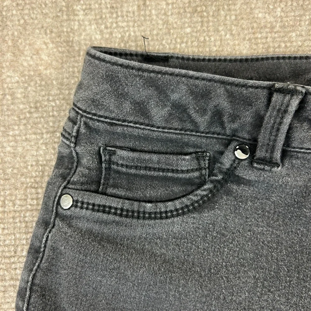 D Jeans Womens 6 Petite Charcoal Gray Cotton Stretch Mid Rise Travel Skinny Leg